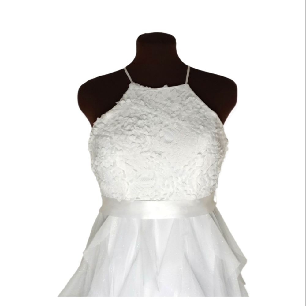 Teeze Me Womens Sleeveless Fit & Flare White Lace Dress Layer Size 1-2.